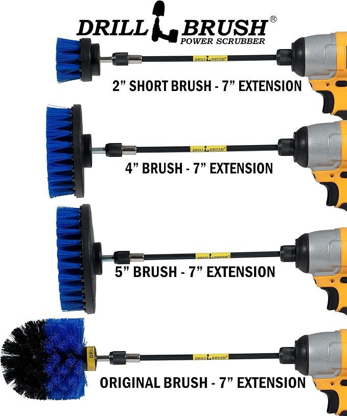 Boat Cleaning Accessories - Swimming Pool Scrub Brush - Medium Stiffness Brush Scrub Kit with Extension - Boat and Hull Cleaning Brush Set - Deck and Dock Cleaning Tools - Tank Cleaning Brush Set