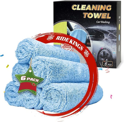 Car Wash Drying Towels, 450gsm Ultra-Thick Absorbent Lint-Free Extra Soft Microfiber Rags for Car Detailing, Interior & Exterior Cleaning Cloths, 16in x 16in - Microfiber, Blue, 6 Packs