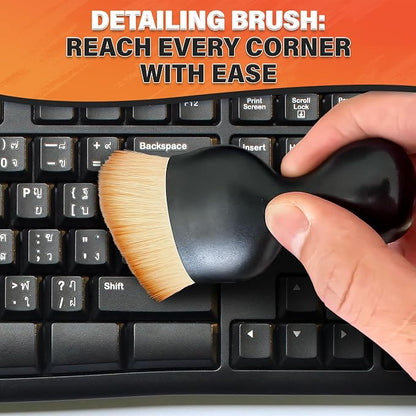 3Pcs Auto Detailing Brushes Set – 2.29" x 3.98" Car Cleaning Brush Interior with Curved Soft Nylon Bristles, Waterproof Plastic Handle, Transparent Storage Case - for Dashboard, AC Vents & Console