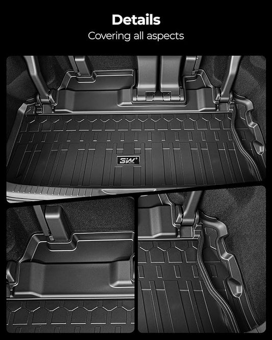 3W Cargo Mat Custom Fit for Toyota Sienna 2021-2026, TPE Trunk Mat for Sienna Car Accessories, Heavy Duty Cargo Liner (Only Fit Spare Tire)