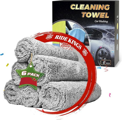 Car Wash Drying Towels, 450gsm Ultra-Thick Absorbent Lint-Free Extra Soft Microfiber Rags for Car Detailing, Interior & Exterior Cleaning Cloths, 16in x 16in - Microfiber, Grey, 6 Packs