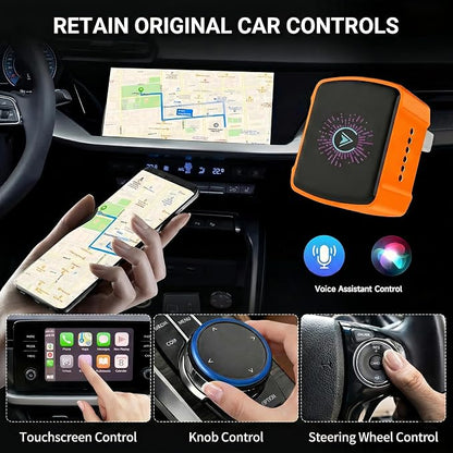 2026 New 2-in-1 Wireless CarPlay Adapter & Android Auto Dongle, Ultra-Mini 5GHz Fast Auto-Connect, Aluminum Shell & 7-Color RGB Logo, Plug & Play for OEM Wired Cars (iOS & Android)