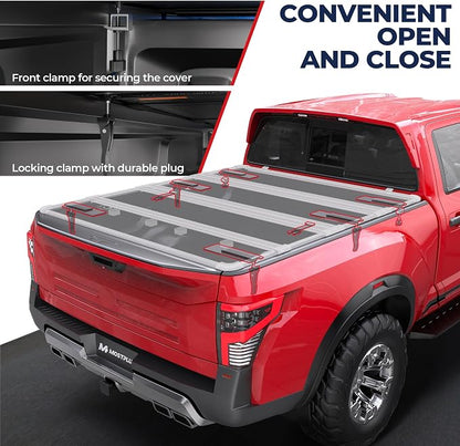 MOSTPLUS 5.5 FT Quad Fold Hard Truck Bed Tonneau Cover Compatible with 2016-2026 Nissan Titan Fleetside 67Inch (w/o Titan Box) 4 Fold Aluminum Bed