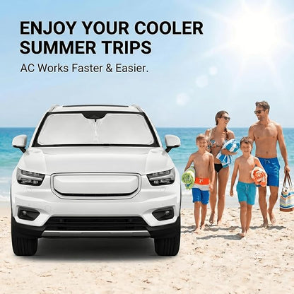 Windshield Sun Shade for Volvo XC40 2019-2025 2026 Double Layer 240T Front Window Shade Custom Fit XC40 Sun Visor Foldable Shade Blocks UV Rays Summer Must Have Car Accessories