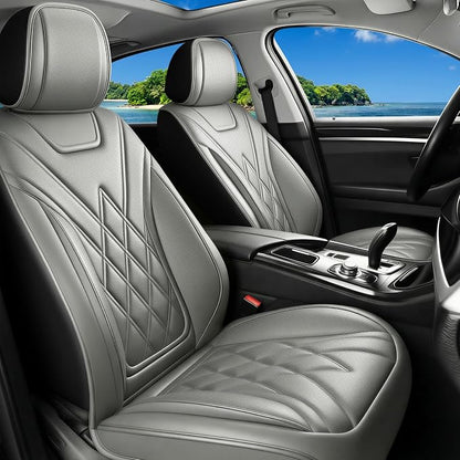 Car Seat Covers Compatible with Hyundai Ioniq 2017-2025 2026 - Full Set 5 Seats Luxury Leather All-Weather Seat Cushions & Protectors, Waterproof & Breathable, Airbag Compatible (Gray)