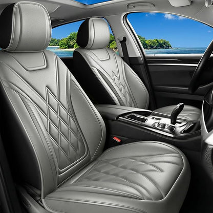 Car Seat Covers Compatible with Hyundai Elantra 2017-2025 2026 - Full Set 5 Seats Luxury Leather All-Weather Seat Cushions & Protectors, Waterproof & Breathable, Airbag Compatible (Gray)