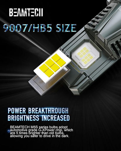BEAMTECH 90 07 Light Bulb, G-XPower Chips 500% Brighter Plug and Play, Pack of 2