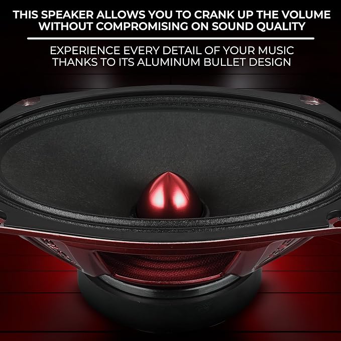 DS18 PRO-X698 BM Loudspeaker - 6x9", Midrange, Red Aluminum Bullet, 400W Max, 200W RMS, 8 Ohms - Premium Quality Audio Door Speakers for Car,Truck and Motorcycle Stereo Sound System (1 Speaker)