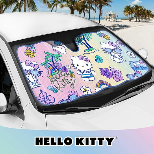 Hello Kitty Car Windshield Sun Shade - Officially Licensed Sanrio Cute Car Accessories for Women - Hello Kitty Accessories Sunshade for Front Windshield - Summer Sunshield Cars Window Shades