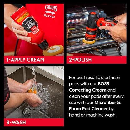 Griot's Garage 2" BOSS Correcting Foam Pads for Car Polishing, Buffing, Detailing and Light to Moderate Auto Paint Correction, Durable, Machine-Washable, Pack of 4