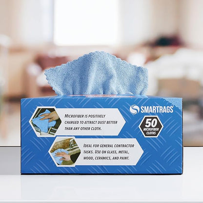 Arkwright Smart Rags Microfiber Cleaning Cloths Bulk, Case of 400, Lint Free 180 GSM Reusable Towels for Auto, Office and Household Cleaning, 12 x 12 in, Blue