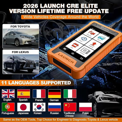 LAUNCH Creader Elite Bi-Directional OBD2 Scanner for Toyota Lexus, 2026 Full System Diagnostic Scan Tool, All Reset Service Code Reader, Battery Registration,AUTO VIN,Lifetime Free Update