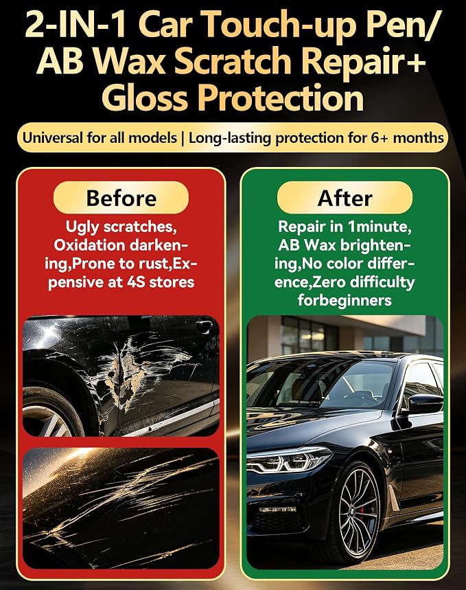 Agate Black Metallic(UM) Touch Up Paint for Ford with A/B Wax OEM Exact Match,Scratch Repair Kit,2-In-1 Tip/Brush,Quick Dry Anti-Rust Waterproof Paint F-150,Mustang,Explorer,Bronco