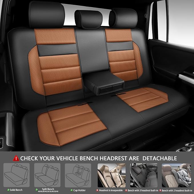 CAR PASS Memory Foam Seat Covers Full Sets, Airy Cool Mesh Thick Car Seat Covers, Leather Car Seat Covers 5 Seats Airbag Compatible, Universal Automotive Comfort for Most Cars, Trucks, SUV, Brown
