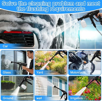 Portable Washer with 6-in-1 Nozzle Handheld Cordless Car Wash Gun Generic Washing Tool for Motorcycle Yard Home Garden Irrigation