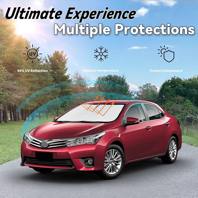 Windshield Sun Shade for Toyota Corolla 2009-2013, Car Front Window Sunshade with 240T Sun Visor Protector Blocks UV Rays Heat Sun Shield Accessories