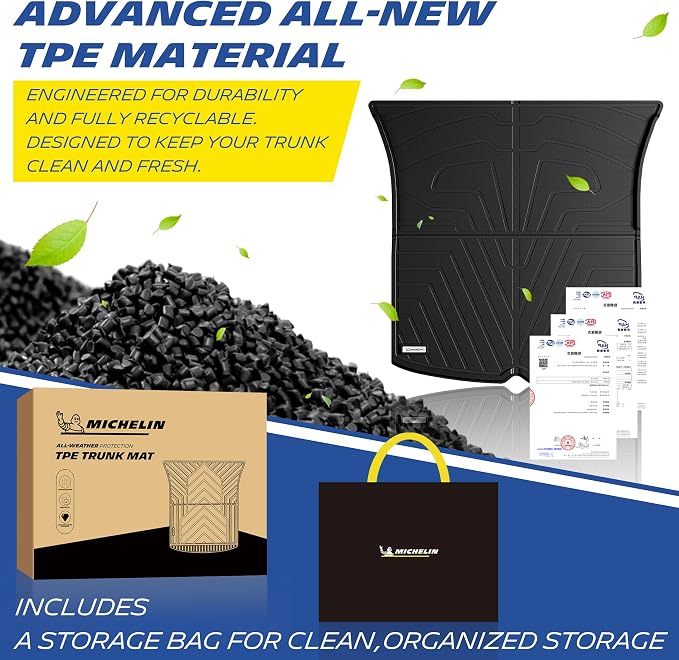 Michelin Vehicle Mat, All-Weather TPE Custom Fit Liner for Tesla Model Y 5 Seat Trunk Mat 2025-2027 (1 Piece), Elite