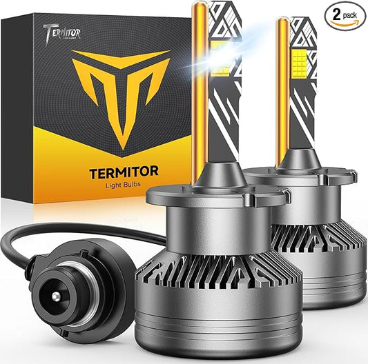 Termitor D2S Fog Light Bulbs, 55000LM 1000% Brighter 6500K Cool White | 1:1 Mini Size, Plug and Play, CAN-Bus Ready, IP68 Waterproof Lights for SUV, Off Road Vehicles, Pack of 2