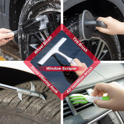 40Pcs Car Wash Cleaning Kit with Foam Gun Sprayer Detailing Brushes Wash Mop Windshield Cleaning Tool Tire Brush Towels Complete Interior Exterior Detailing Set for Car