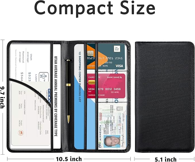CoBak Car Registration and Insurance Holder - Vehicle Glove Box Car Organizer,Auto Truck Comparment Accessories Case with Magnetic Closure for Driver License,Cards