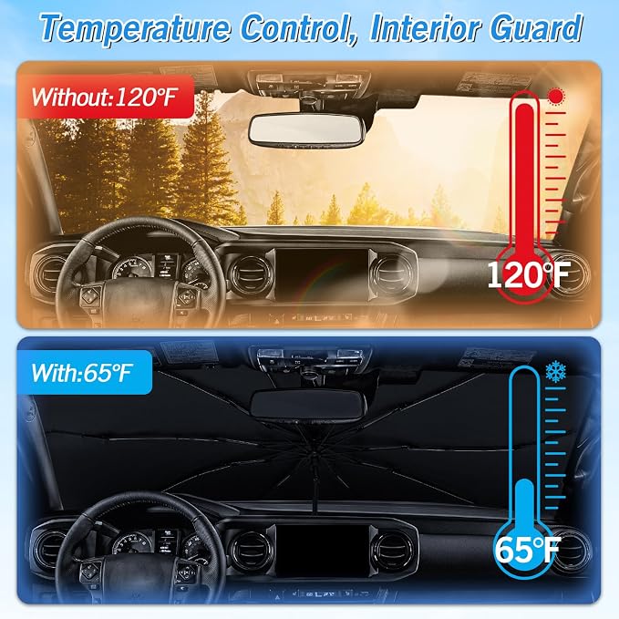 KUST Windshield Sun Shade Umbrella for Toyota Tacoma Double Cab 2016 2017 2018 2019 2020 2021 2022 2023 Rear Window Shades 100% UV Protection and Blackout Privacy 5PCS Car Window Covers Accessories