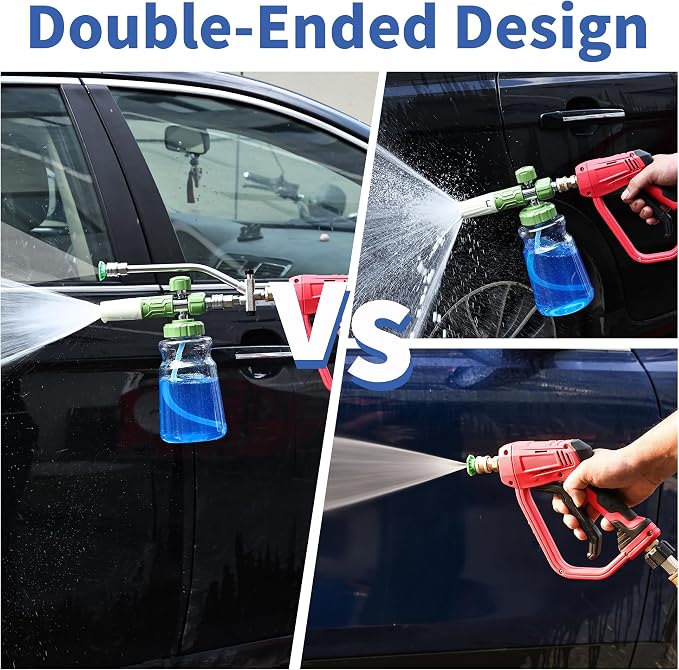 FENG PAI Foam Cannon Dual-Connector Accessory, Pressure Washer Double Tip Attachment for Soap Cannon with 7PCS Pressure Washer Sprayer Nozzles for Car Wash,1/4" Quick Connect, Without Foam Cannon
