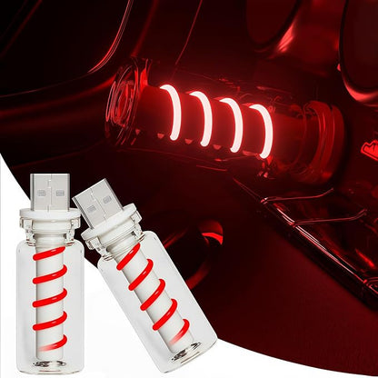 LED Car Interior Light, Touch Control USB Night Lamp, Retro Style Ambient Lighting for Auto, Bedroom, Desk (2PCS Red)