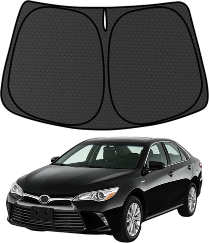 Camry Customized Windshield Sun Shade for 2012-2017 Camry LE | XLE | SE | XSE | Hybrid Front Window Sunshade Visor Protector Foldable Blocks UV Rays Keep Car Cooler Accessories
