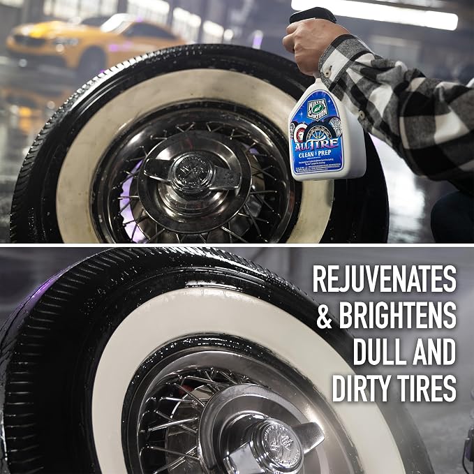 Turtle Wax X Mister Cartoon 54250 All Tire Clean and Prep, Cleans and Rejuvenates, Fast-Acting Formula, Jet Black Appearance, Brightens White Walls, Perfect for Cars, Trucks and Motorcycles, 32 oz.