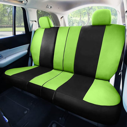 FH Group Stylish Full Set Car Set Covers Front Set and Rear Split Function, Airbag Compatible – Universal Fit for Cars Trucks & SUVs (Green/Black)