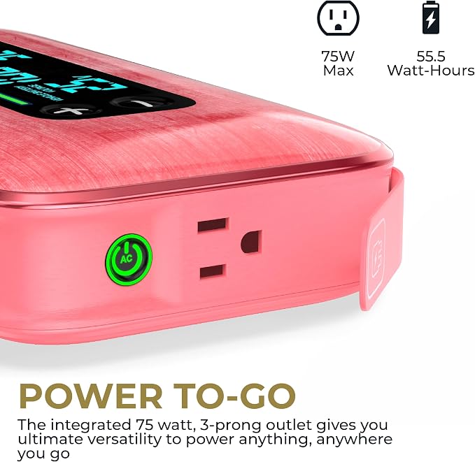 Halo Bolt Ultimate 3 Portable Car Battery Jump Starter | 130 PSI Air Compressor, 55.5Wh USB Power Bank, Large Display, Emergency Floodlight & Charger, Jumps Cars SUVs & Trucks, Inflates Tires — Pink