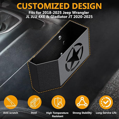Upgrade Magnetic Metal Gear Shift Center Console Organizer for Jeep Wrangler Accessories and Jeep Gladiator JL JLU 2026 2025 2024-2018 Rubicon Sahara 4xe Storage Box Tray,Star Logo(Not for JK/JKU)