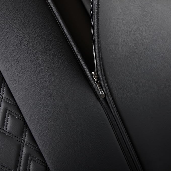 JOJOBAY Chevy Silverado Seat Covers,Leather Seat Covers for GMC Sierra,Custom Fit 2007-2026 1500 2500HD 3500HD Crew Double Extended Regular Cab,LT LZT RST(Rear Seat Covers,Black Blue)