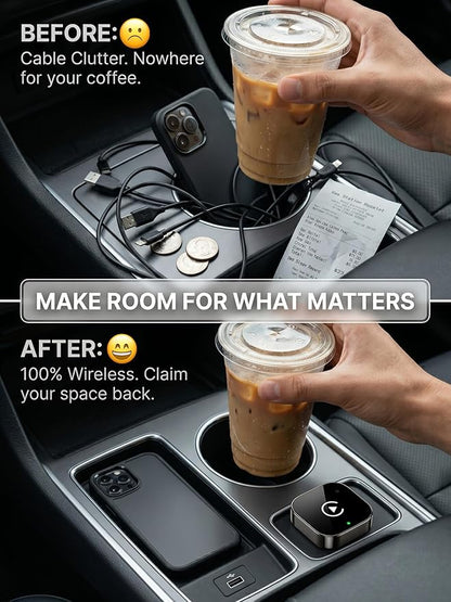 2-in-1 Wireless CarPlay Android Auto Adapter, 5.8GHz Wireless Adapter for Factory Wired CarPlay/Android Auto Cars, USB-A/USB-C, Mini Compact Design