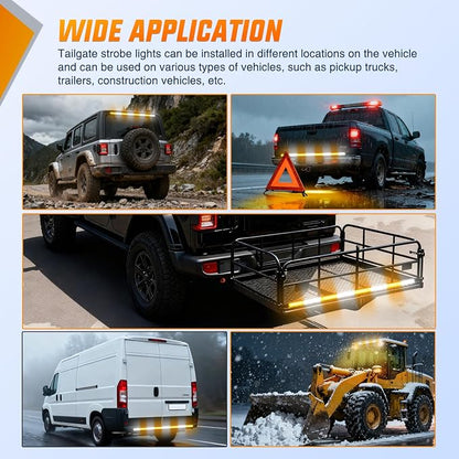 Nilight 49 Inch Emergency Strobe Light Strips with Controller, 288LED Flashing Warning Hazard Safety Rear Window Tailgate Lights for Truck Trailer Construction Plow Pickup SUV Vehicle, Amber White