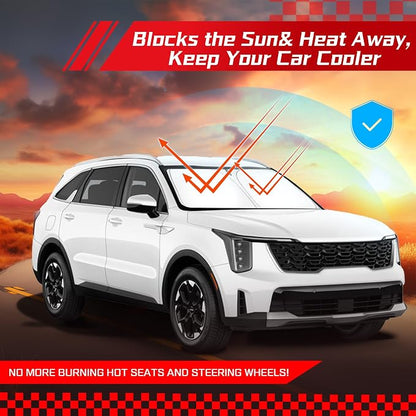 ARISMOTOR Windshield Sun Shade for Kia Sorento 2021-2025 2026, Custom Fit Foldable Front Window Sunshade Sun Visor Protector, Block UV Rays Keep Your Car Cooler