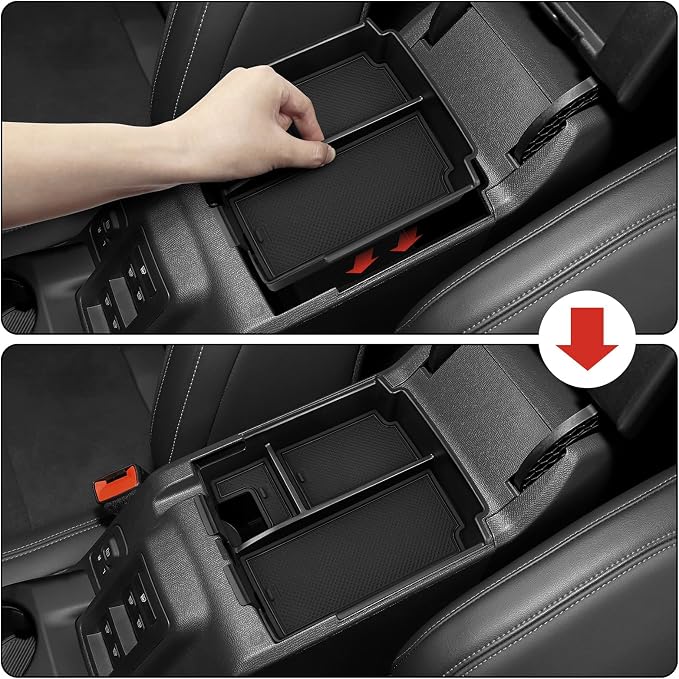 Center Console Organizer Tray for 2025 Ford Bronco 4 Door Full Size with Non-Slip Mat Center Console Organizer Compatible with Ford Bronco Accessories (Not for 2-Door and Bronco Sport)