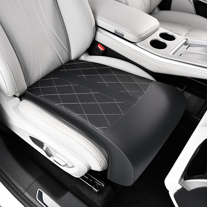 Coverado Car Seat Extender Leg Support, Leather Leg Extender Cushuin for Car Seats, Waterproof Car Seat Cushions Universal Fit for Most Vehicles (Black)