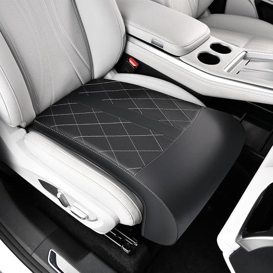 Coverado Car Seat Extender Leg Support, Leather Leg Extender Cushuin for Car Seats, Waterproof Car Seat Cushions Universal Fit for Most Vehicles (Black)