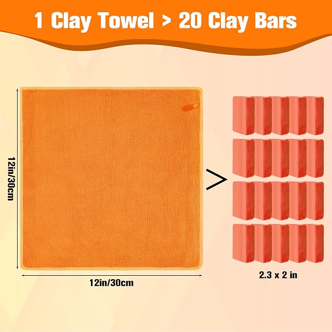Clay Towel 12 x 12 Inch, Orange Clay Bar Towel for Auto Detailing Microfiber Car Cloth Cleaner Automotive for Car Detailing