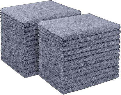 AIDEA Microfiber Cleaning Cloth 24 Pack, Microfiber Towels for Cars, Soft & Absorbent Cleaning Rags, Premium Lint Free Shop Towels for House, Kitchen, Car, 12inx16in, Grey