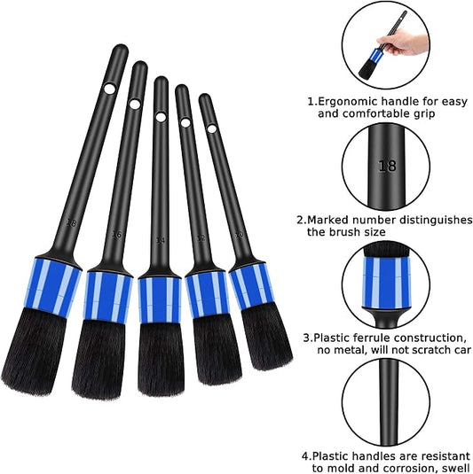 HMPLL 10pcs Detailing Brush Set, Multi-Purpose Car Detailing Brushes for Cleaning Car Interior, Exterior, Engine, Leather, Including 5 car Cleaning Brush, 3 Wire Brush, 2 Air Vent Brush,Blue