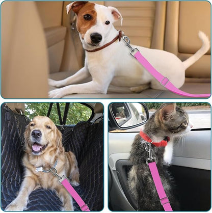 Adjustable pet cat and Dog car seat Belt The Lanyard is Flexible and Adjustable from 20 to 33 inches(Pink + Purple)