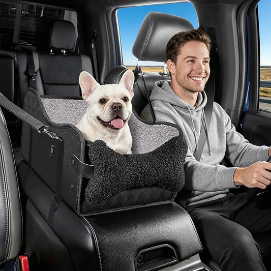 Center Console Dog Car Seat,Pet Puppy Middle Console Dog Car Seat for Small Dogs (Black, Large)