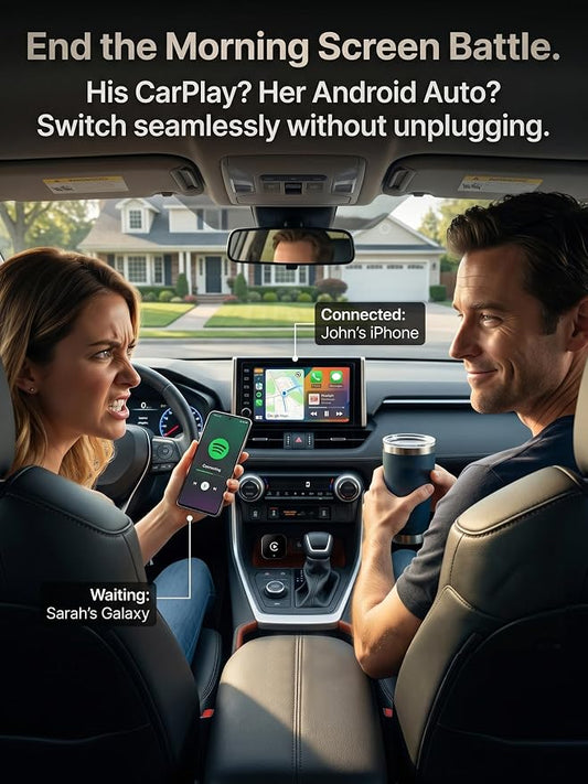 2-in-1 Wireless CarPlay Android Auto Adapter, 5.8GHz Wireless Adapter for Factory Wired CarPlay/Android Auto Cars, USB-A/USB-C, Mini Compact Design