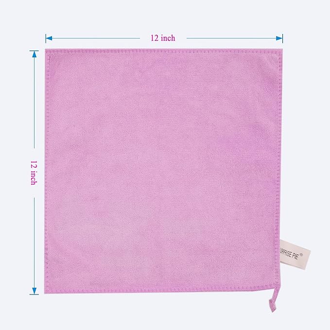 Microfiber Cleaning Cloth Multipurpose Quickly and Easily Clean Windows Mirrors Without Chemicals Wash Clothes for Household Kitchen Boat Car Cleaner Bulk Rags(12"x12") Purple-12 Pack