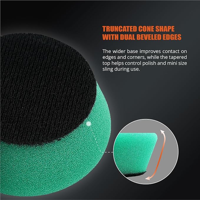 SPTA Green T120 Heavy-Cut Mini Polishing Foam Pad, 5Pcs 2inch/50mm Sponge Polishing Buffing Pads, Car Foam Detail Polishing Pad Kit for Car Detail Polishing, Small Area Polishing -FPTSS2G
