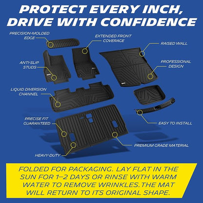 Michelin Vehicle Mat, All-Weather TPE Custom Fit Liner for Tesla Model Y 5 Seat Floor Mats 2025-2027 (10 Piece), Elite