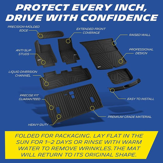 Michelin Vehicle Mat, All-Weather TPE Custom Fit Liner for Tesla Model Y 5 Seat Floor Mats 2025-2027 (10 Piece), Elite
