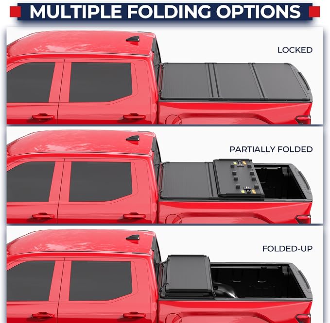 MOSTPLUS Tri Fold Hard Truck Bed Tonneau Cover Compatible with 2014-2025 Toyota Tundra Fleetside for Models with The Deckrail System 5.5 FT-3 Fold Aluminum Bed 66.7 inch